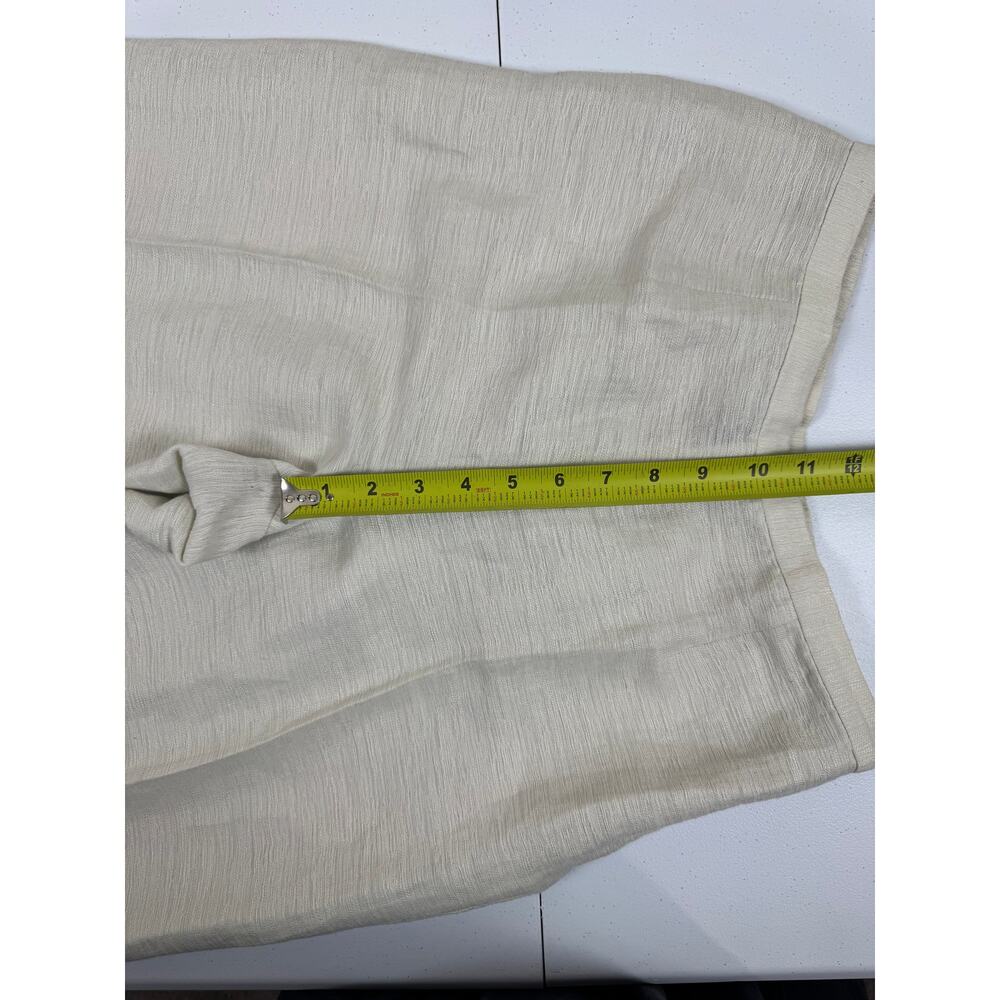 Eileen Fisher Petite Textured Organic Linen Pants Ivory side zipper Wide Leg PS - Picture 7 of 8